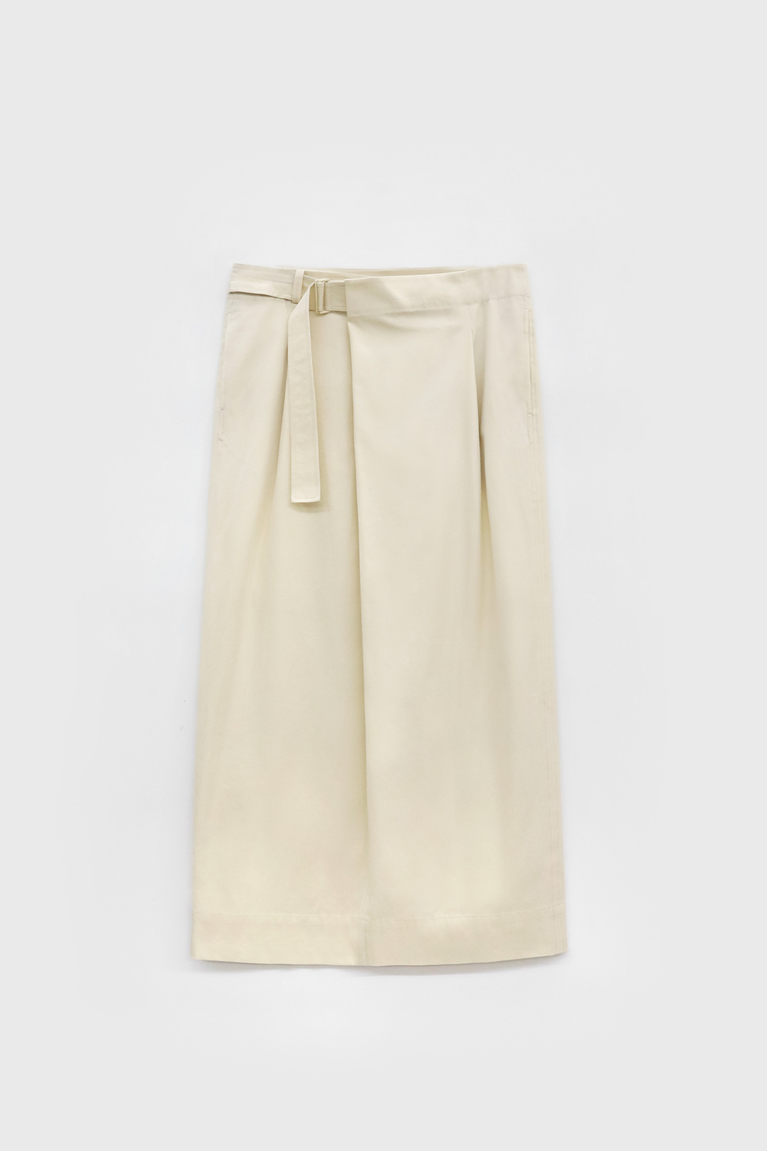 Belted Unbalnce Cotton Skirt