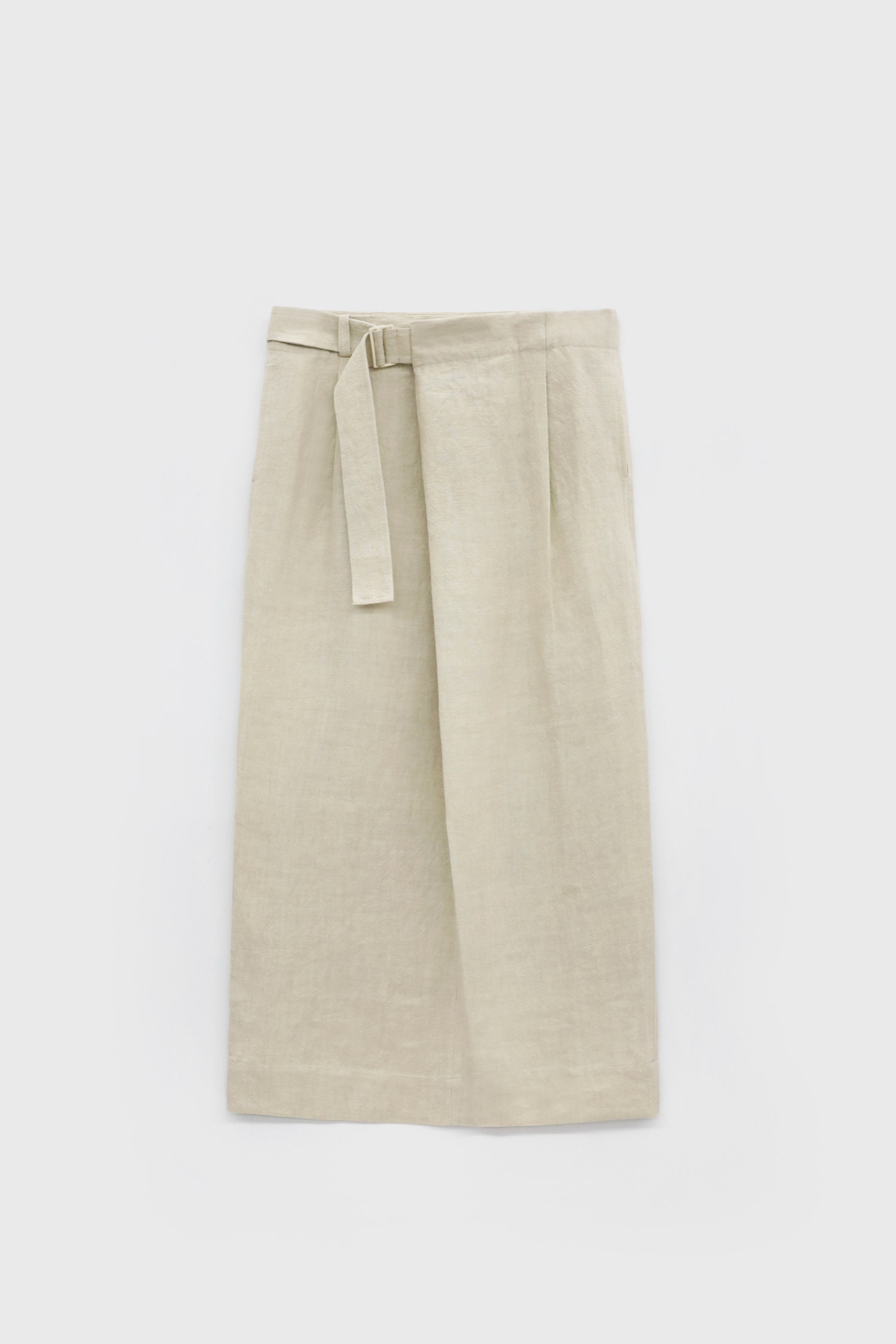 Belted Unbalnce Linen Skirt
