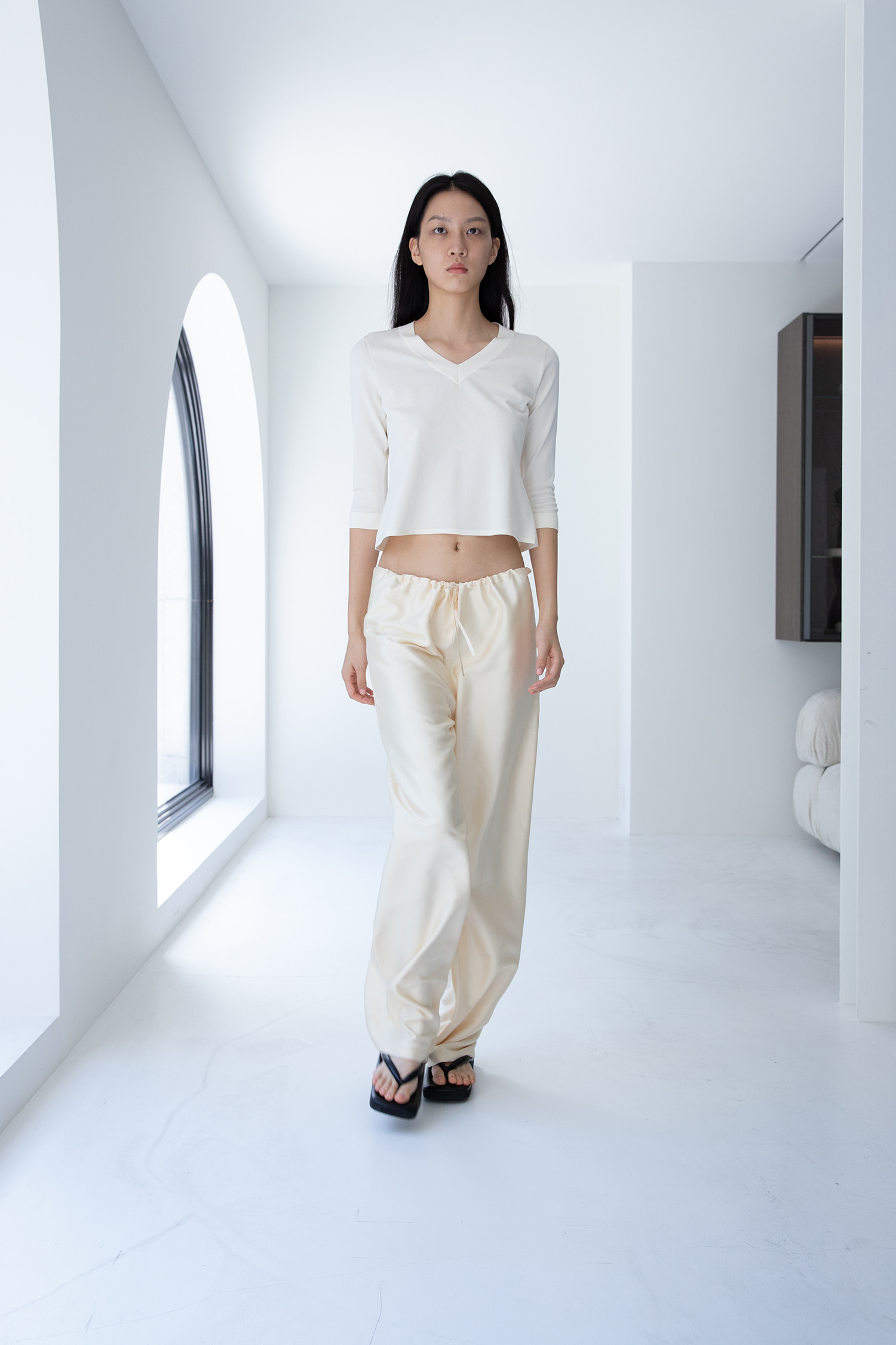 Two Layers Wide String Silk Pants