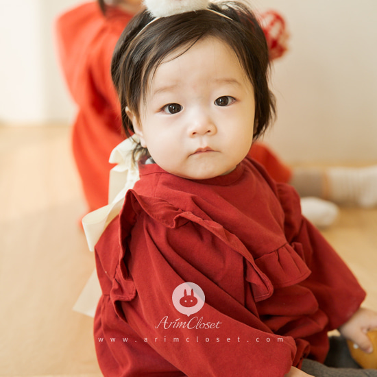 [5차제작]인형같은 아가랑 오늘부터 연애할까?! - big ribbon lovely red cotton baby bodysuit