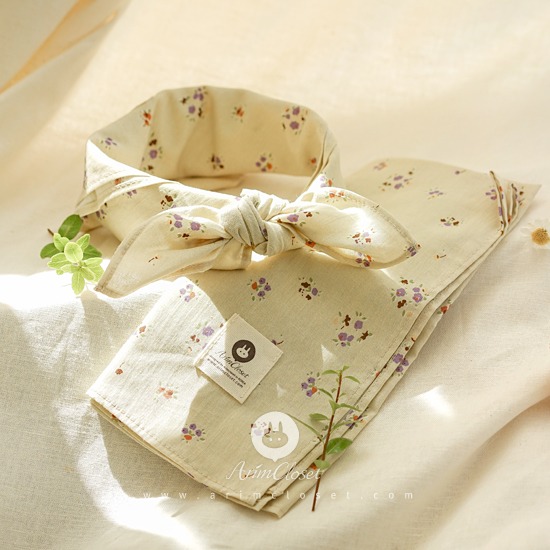 올리브 나무가 좋은 쪼꼬미의 오늘 - olive green cotton flower baby scarf (45x45)