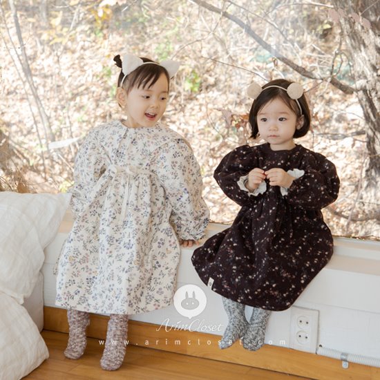 [2차제작] 쪼꼬미랑 토끼가 좋아하는 햇살 따스한 정원에서 - rabbit &amp; flower lace baby 1oz cotton dress