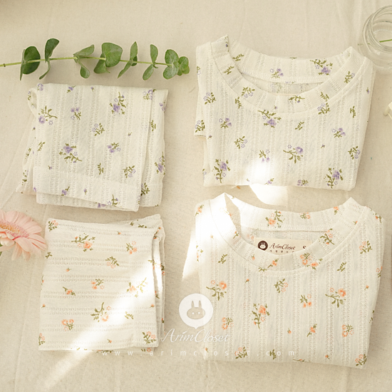 [2차제작] 쪼꼬미의 귀여운 작은 코에 꽃향이 살랑살랑~, 홈웨어 - small flower fresh and cute cotton baby homewear set