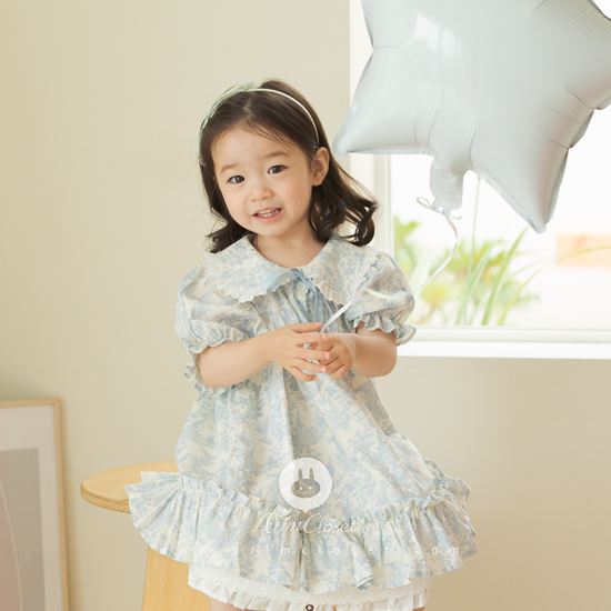 [2차제작] 쪼꼬미 앨리스는 곧 토끼를 만날시간이라죠 &gt;.&lt; - so romantic blue print and lace point baby dress