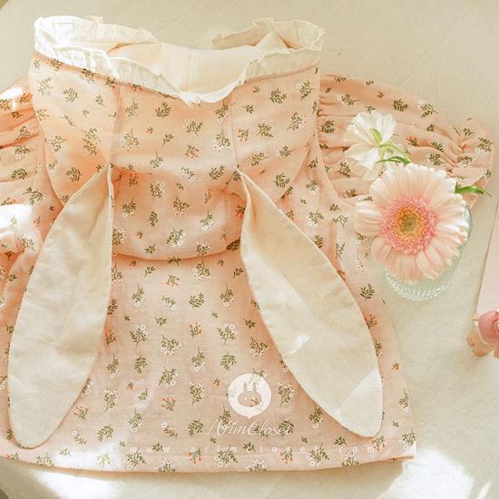 [2차제작] 핑크 꽃들을 좋아하는 귀여운 아기토끼에게.. - small flower lovely pink + lace ribbon cotton baby blouse or cardigan