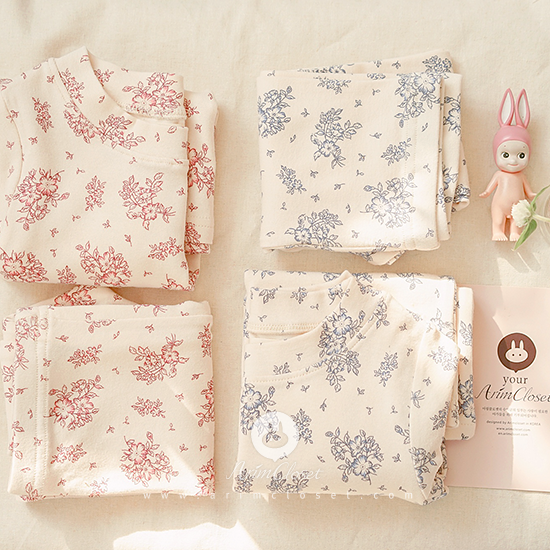 풀꽃들이 너의 하루를 포근히 안아줄꺼야, 실내복 set - baby flower cotton 2color homewear set