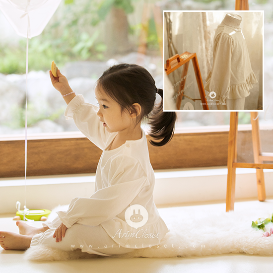 [4차제작중] 따스한 공간에서의 쪼꼬미의 홈웨어 :) - beige / ivory cute cotton baby home wear