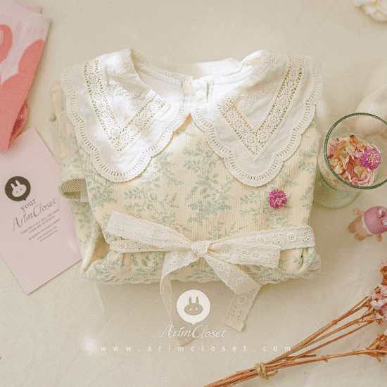 [2차제작] 베르사유 궁전에서 보내는 쪼꼬미의 행복한 시간 &gt;.&lt; - so romantic mint print and lace collar tutu baby dress