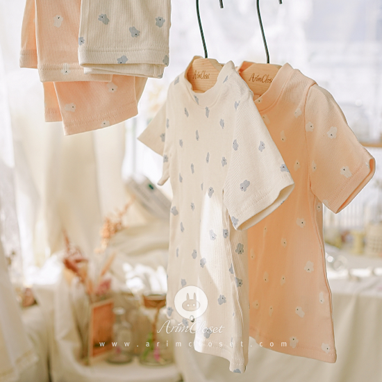쪼꼬미는 달라~귀욤 실내복, 젤리곰의 여름이야기 - baby small bear cotton 2color summer homewear set