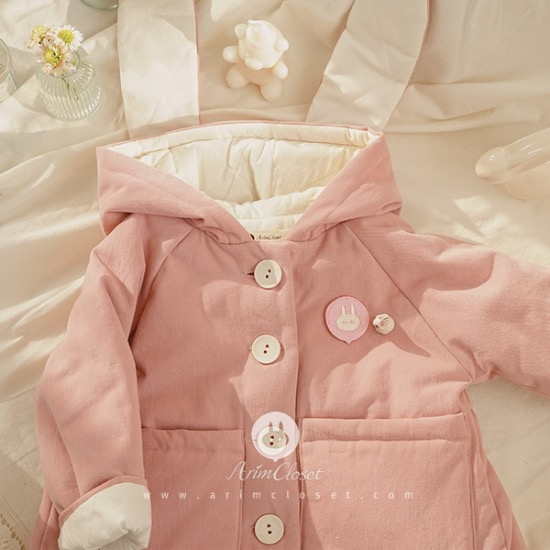 귀여운 아가 토끼랑 딸기 우유 나눠먹는 중 &gt;.&lt; - 4oz cotton so cute pink bunny baby cotton jacket