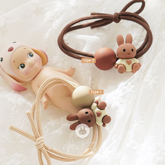 오늘은 귀여운 토끼가 좋아요 - brown, beige cute bunny chou chou (1ea)