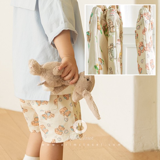 [2차제작] 토끼 가족과 곰돌이 가족과 함께하는 귀여운 날이죠, 반바지 - cute bunny, bear cotton baby basic summer pants