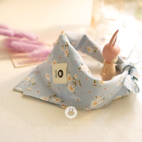 [3차제작] 싱그러운 하늘바람 - baby flower sky blue cotton scarf