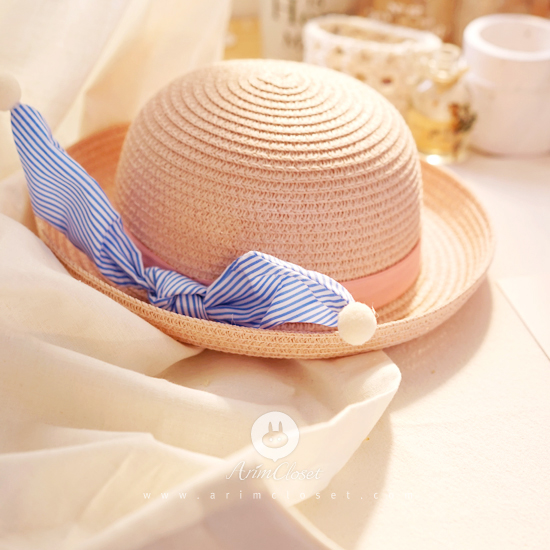 귀요미가 더 특별할 수 있는 여름 - 유아 핑크 &amp; 크림 포인트 모자