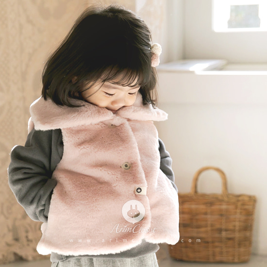 귀여운 작은 분홍 솜솜이 :) -  lovely pink 3oz fur baby baby waistcoat