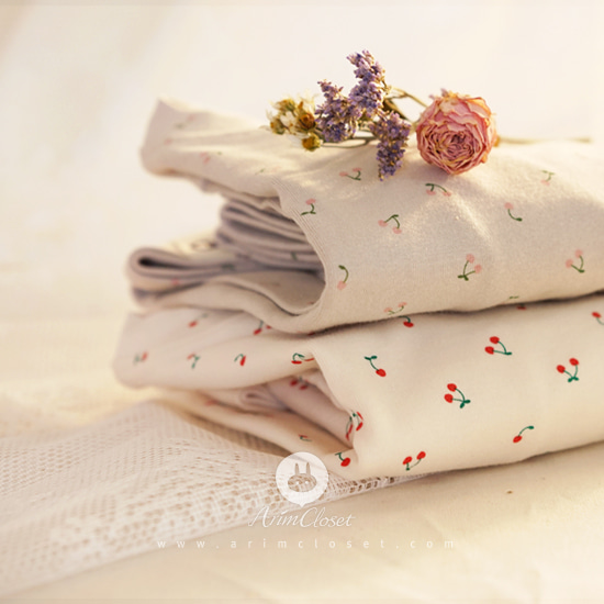 [4차제작] 쪼꼬미는 달라~귀욤 실내복, 꼬마체리 이야기 - baby cherry cotton 2color homewear set