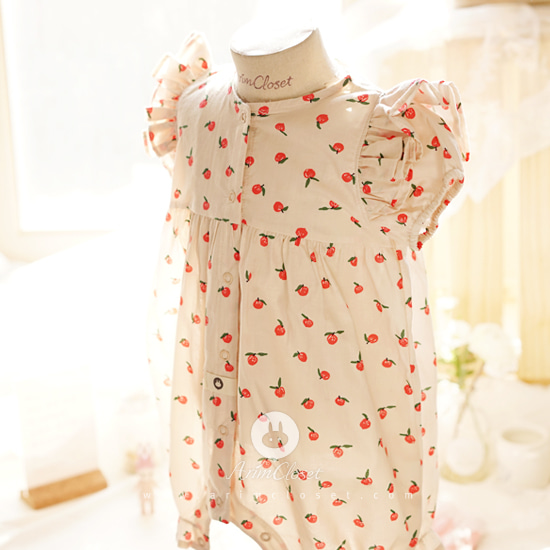 [2차제작] 앙~ 베베도 귀여운 아가 사과 한입 &gt;.&lt; -  small apple cotton cute baby all open bodysuit