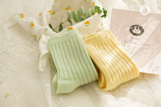 [4차입고] 병아리반 귀요미 쪼꼬미 양말이래요 - mint &amp; yellow baby socks (2ea 1set)
