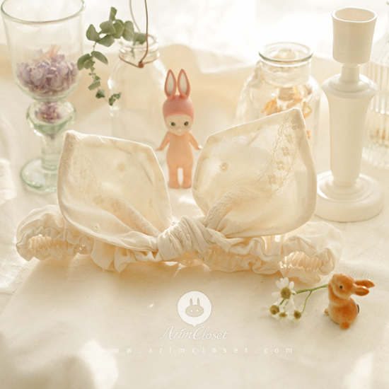 [3차제작] 여느때와 같은 날들, 아기토끼를 찾아온 나비 :) - cream color so lovely baby cotton bunny band