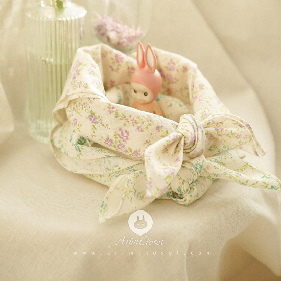 쪼꼬미가 좋아하는 클로버와 보라 꽃송이 가득한 꽃밭 :) - lovely green or violet flower cotton baby scarf (45x45)