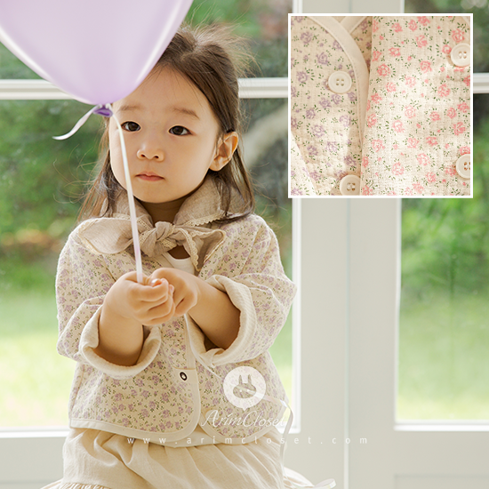 쪼꼬미의 꽃밭은 바람도 따스하지요-pink or violet flower color cute daily baby cotton jaket