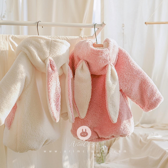 겨울에도 따스한 몽실몽실 아기 토끼 - 4oz pink or ivory bunny fleece fur baby coat