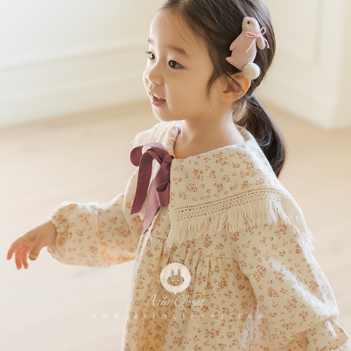 [4차제작] 갖고싶은 그녀, 오늘도 뽀야니하게 :) -  violet ribbon lovely tassel collar cotton pink flower baby dress