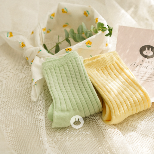 [7차입고] 병아리반 귀요미 쪼꼬미 양말이래요 - mint &amp; yellow baby socks (2ea 1set)