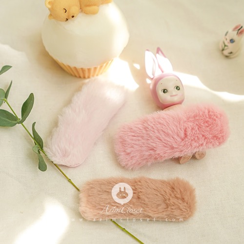 [3차제작]보송한 귀여움에 이쁘기까지, 두 번째  이야기 - pink, light pink, brown  simple fake fur baby &amp; adult pin (1ea)