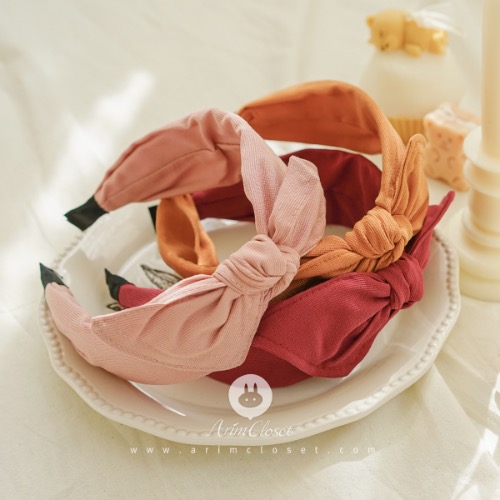 쪼꼬미의 선물 같은 깜찍한 포인트라죠 - pink, orange, red wide ribbon hairband  (1ea)