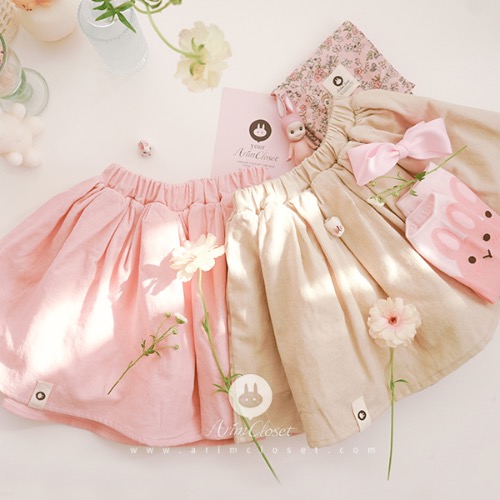 귀여운 쪼꼬미에게 꼬옥 어울리는 치마입고서 &gt;.&lt; - pink, beige bio washing corduroy baby skirt