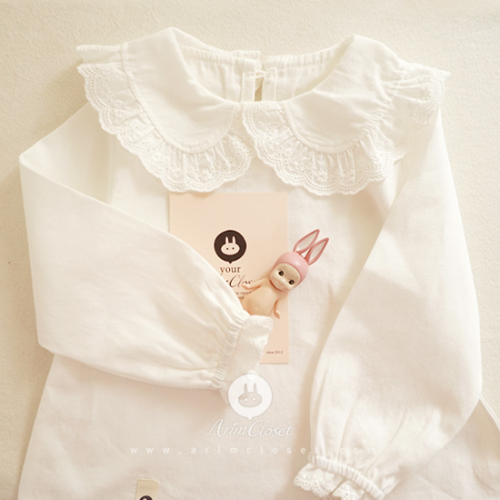 [11차제작] 쪼꼬미 마음, 오늘은 살랑살랑 :) - lovely lace baby cotton pure blouse