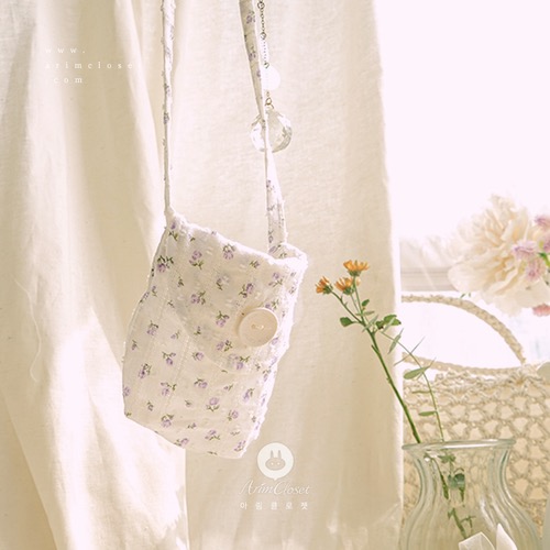 보라빛 향기로 만든 쪼꼬미의 귀여운 꽃가방이래요 - so cute violet flower cotton baby cross bag