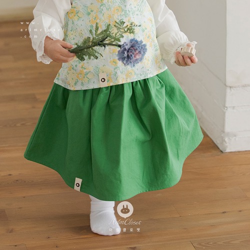 쪼꼬미와 함께 초록잎이 자라요 :) - cute green bio-washing baby cotton skirt