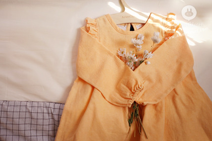[5차제작] 삐약이가 그녀를 따라 쫑쫑쫑 - orange yellow chick baby cotton dress