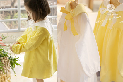 [9차제작] 귀여운 그녀는 병아리 유치원 새싹반 :) - sailor yellow &amp; white baby cotton dress