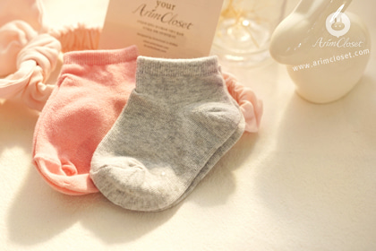 매일매일 쪼꼬미 발에 - pink &amp; gray baby socks (2ea 1set)