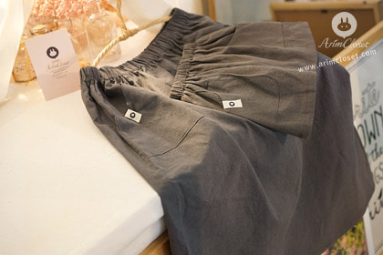 [Sale] 귀여운 너랑 늘 함께 하고픈 마음 &gt;.&lt; - dark gray linen cotton adult skirt
