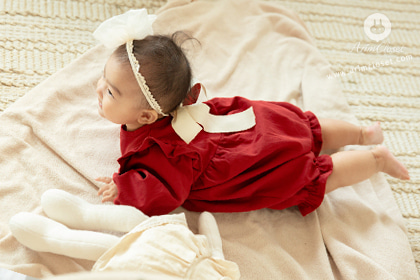 [5차제작]인형같은 아가랑 오늘부터 연애할까?! - big ribbon lovely red cotton baby bodysuit