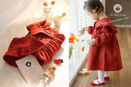 [12차제작] 동화속 그녀는 언제나 주인공 - lovely big collar red baby cotton dress