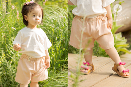 쪼꼬미야 까꿍~나랑놀자~ , Basic pants - pink / light beige cotton baby baisc summer pants
