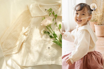 쪼꼬미가 생각나는 민들레꽃이랑 비누향기 - cream color lace punching baby cotton sailor blouse