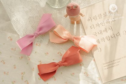 [10차제작] 쪼꼬미 마음은 달콤달콤, 집게핀 - 3color ribbon hair pin