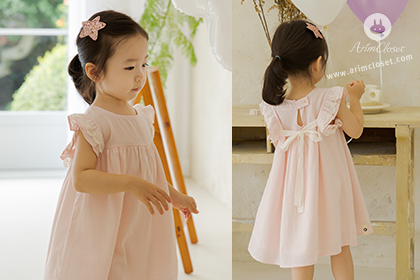 달콤한 솜사탕도 쪼꼬미를 만나면 귀여워지는 마법 !!- so lovely baby pink lace point cotton baby dress