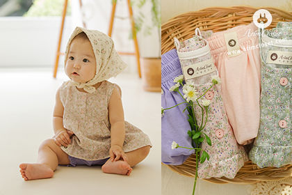 쪼꼬미는 어디서든 귀엽지요~ 사랑스럽지요 &gt;.&lt; - olive green or pink flower cotton baby sleeveless shirt and bloomer set