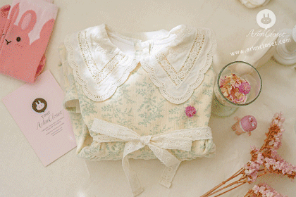 [2차제작] 베르사유 궁전에서 보내는 쪼꼬미의 행복한 시간 &gt;.&lt; - so romantic mint print and lace collar tutu baby dress