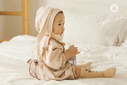 [3차제작] 아가야 너는 우리의 행복이란다 :) - square lace &amp; brown ribbon baby cotton bodysuit