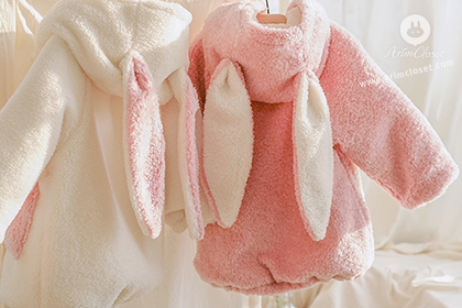 겨울에도 따스한 몽실몽실 아기 토끼 - 4oz pink or ivory bunny fleece fur baby coat