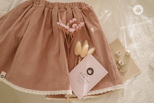 분위기 있게 사랑스럽던 날의 쪼꼬미 - soft brown corduroy lace point baby skirt