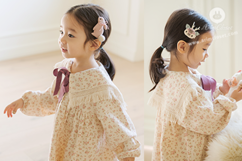 [3차제작] 갖고싶은 그녀, 오늘도 뽀야니하게 :) -  violet ribbon lovely tassel collar cotton pink flower baby dress